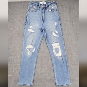 Hollister Curvy Ultra High-Rise Vintage Straight Distressed Style Jeans 24